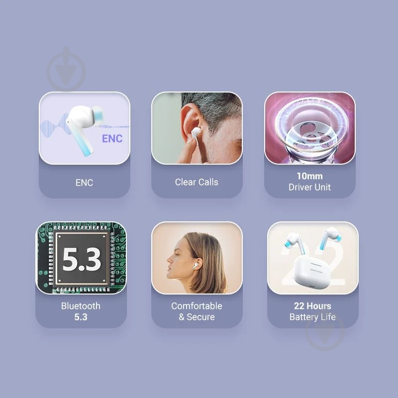 Гарнитура Vention Elf Earbuds E04 white (NBIW0) - фото 5 Гарнитура Vention Elf Earbuds E04 white (NBIW0) - фото 5