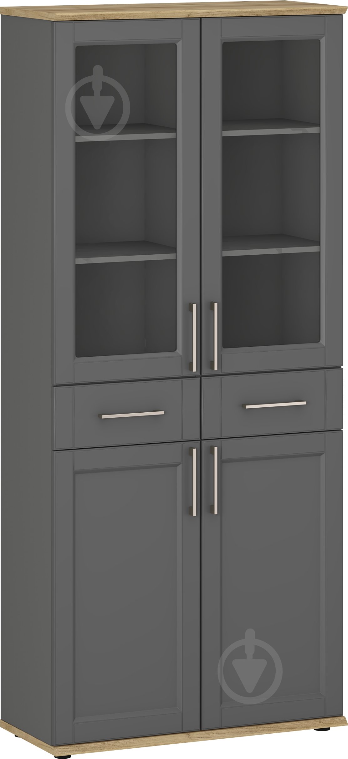 Шкаф-витрина Грейд Гранд 904х2063х404 мм графит серый/дуб крафт золотой/муссон софтач - фото 1