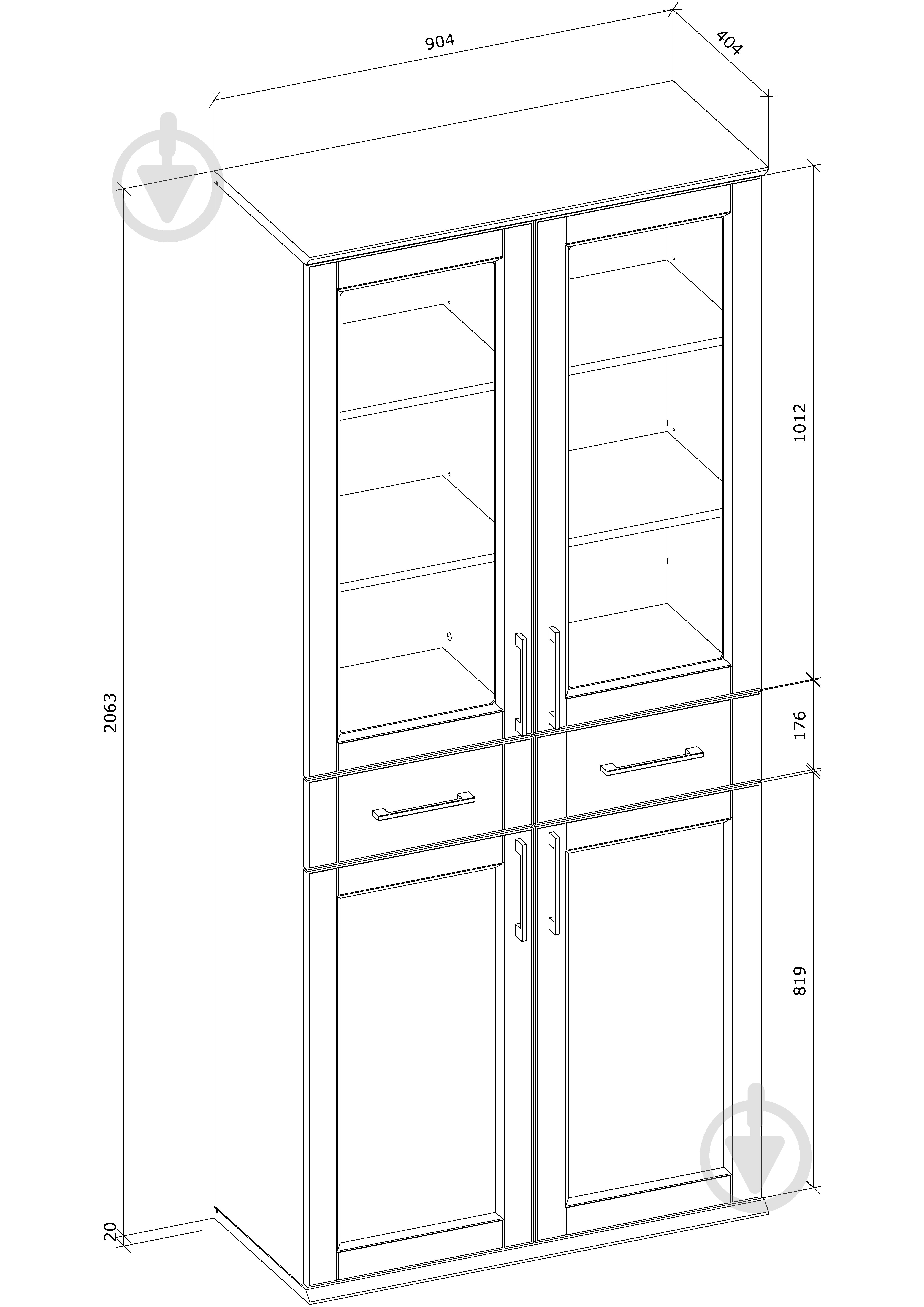 Шкаф-витрина Грейд Гранд 904х2063х404 мм графит серый/дуб крафт золотой/муссон софтач - фото 4