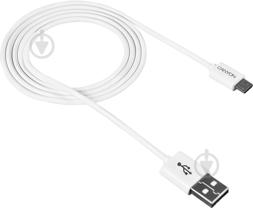 Кабель Canyon USB – microUSB 1 м білий (CNE-USBM1W) - фото 1