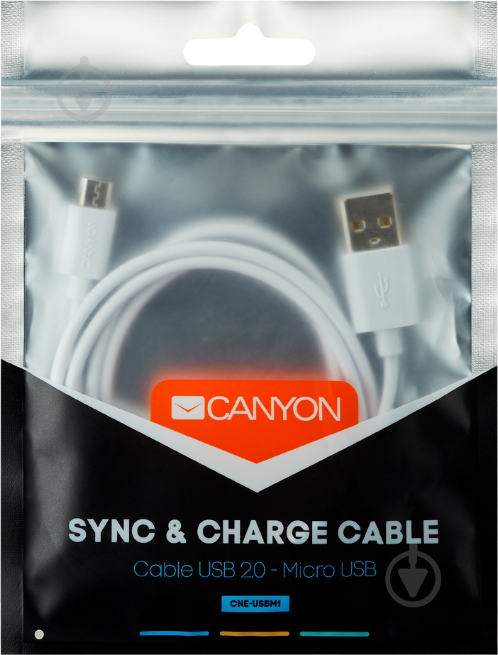 Кабель Canyon Lightning – USB 1 м білий (CNE-CFI1W) - фото 2 Кабель Canyon Lightning – USB 1 м білий (CNE-CFI1W) - фото 2