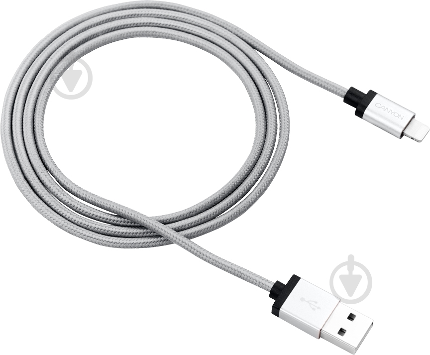 Кабель Canyon Lightning – USB 1 м сірий (CNS-MFIC3DG) - фото 1 Кабель Canyon Lightning – USB 1 м сірий (CNS-MFIC3DG) - фото 1