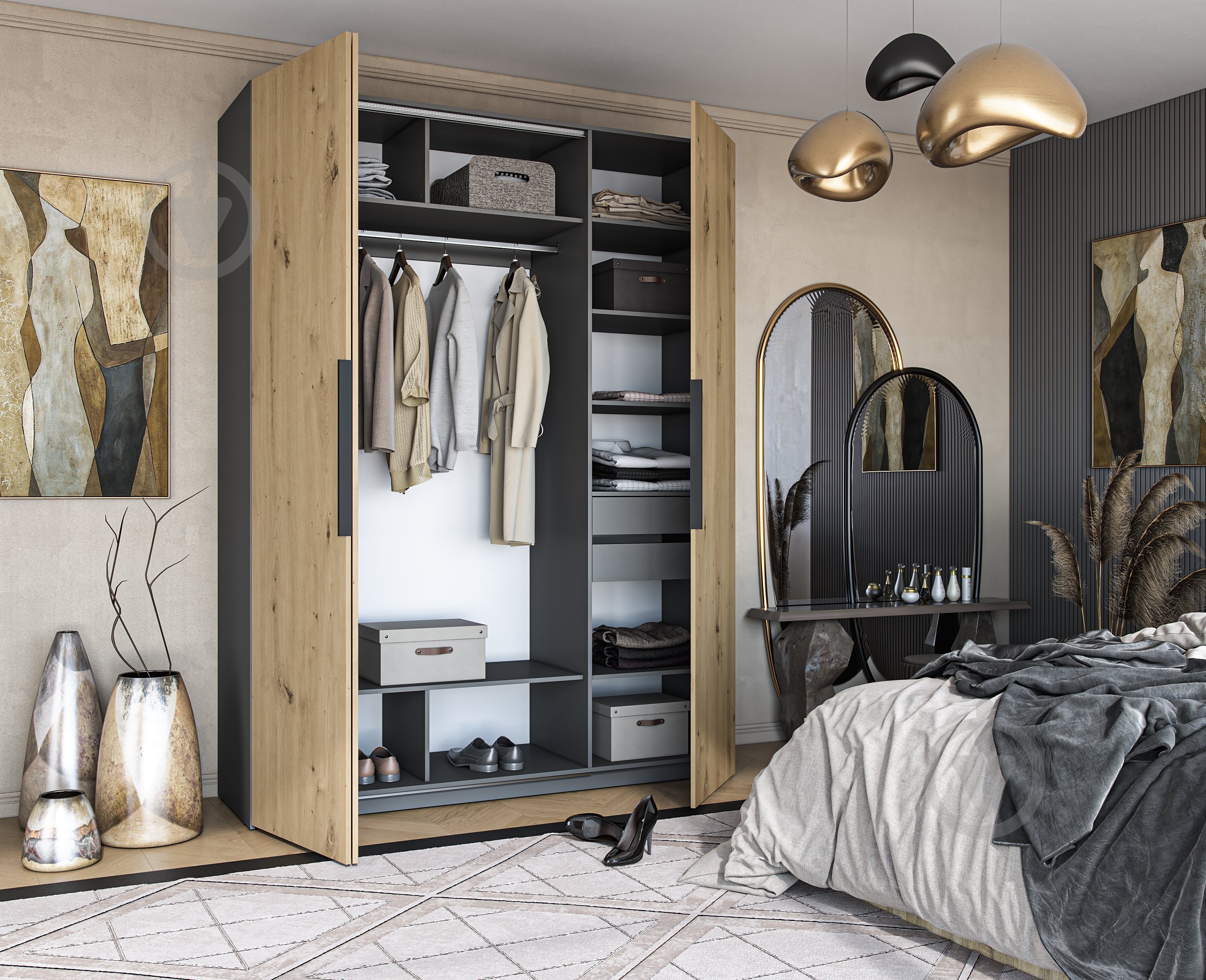 Шкаф Грейд Focus система WingLine L Hettich 2380х1800х540 мм графит - фото 2