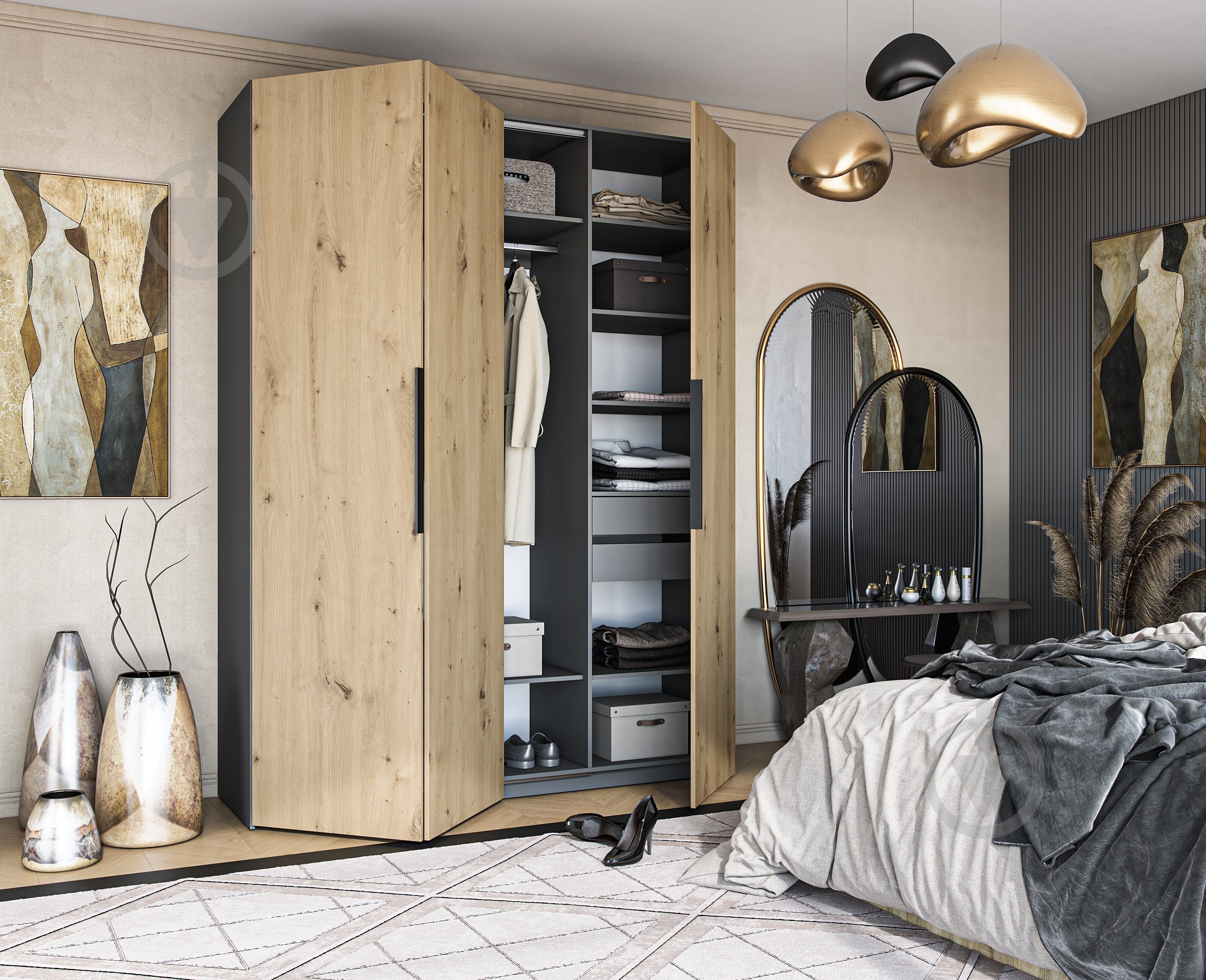 Шкаф Грейд Focus система WingLine L Hettich 2380х1800х540 мм графит - фото 3