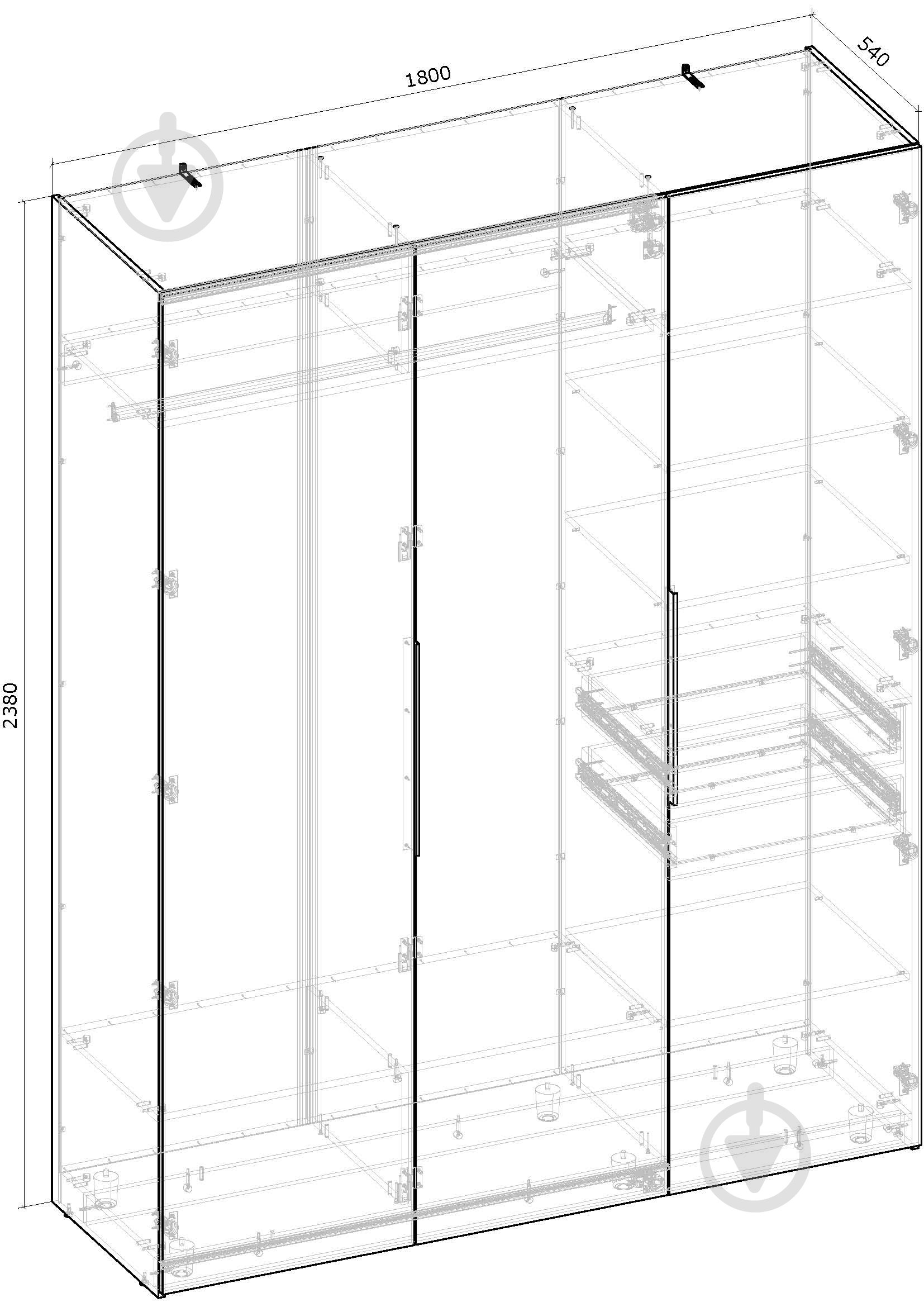 Шкаф Грейд Focus система WingLine L Hettich 2380х1800х540 мм графит - фото 5