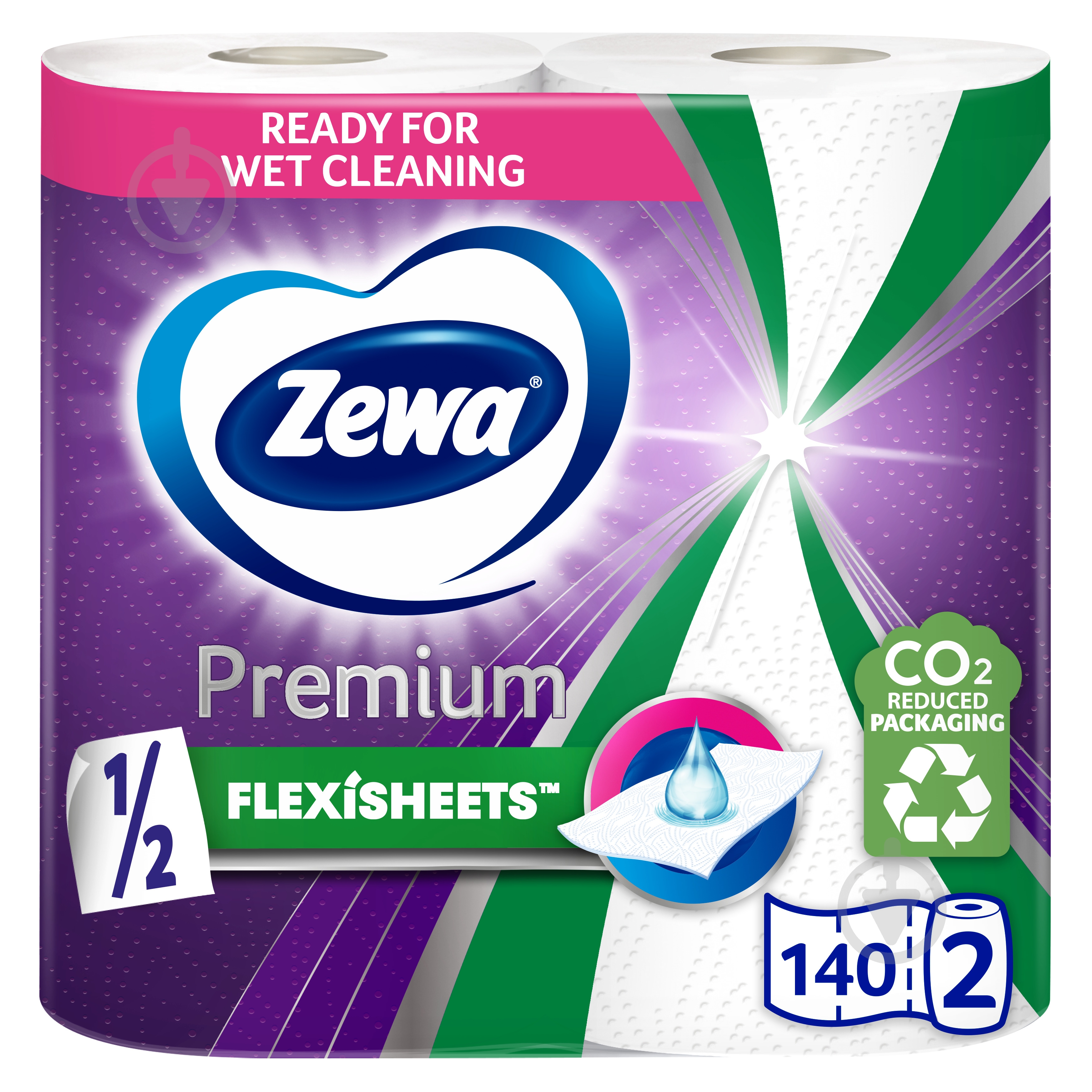 Бумажные полотенца Zewa Premium Extra Long Halfsheet 140 листов двухслойная 2 шт. - фото 1