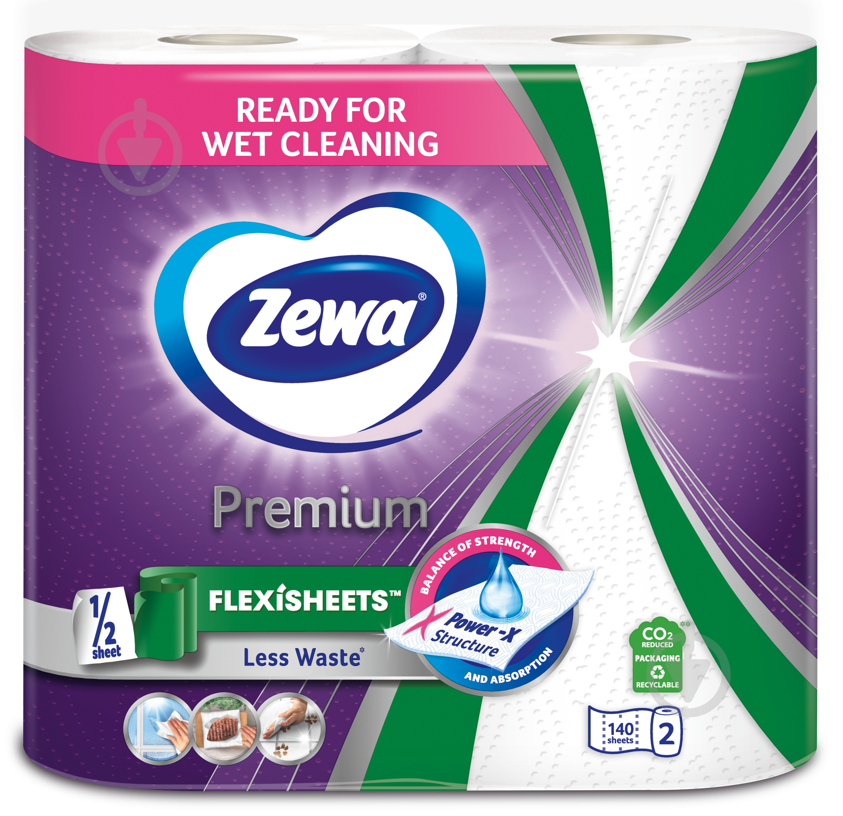 Бумажные полотенца Zewa Premium Extra Long Halfsheet 140 листов двухслойная 2 шт. - фото 2