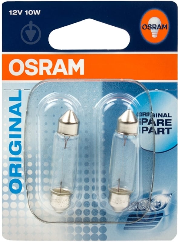 Автолампа розжарювання Osram Original C10W 41mm 10 Вт 2 шт.(6411-02B) - фото 2 Автолампа розжарювання Osram Original C10W 41mm 10 Вт 2 шт.(6411-02B) - фото 2