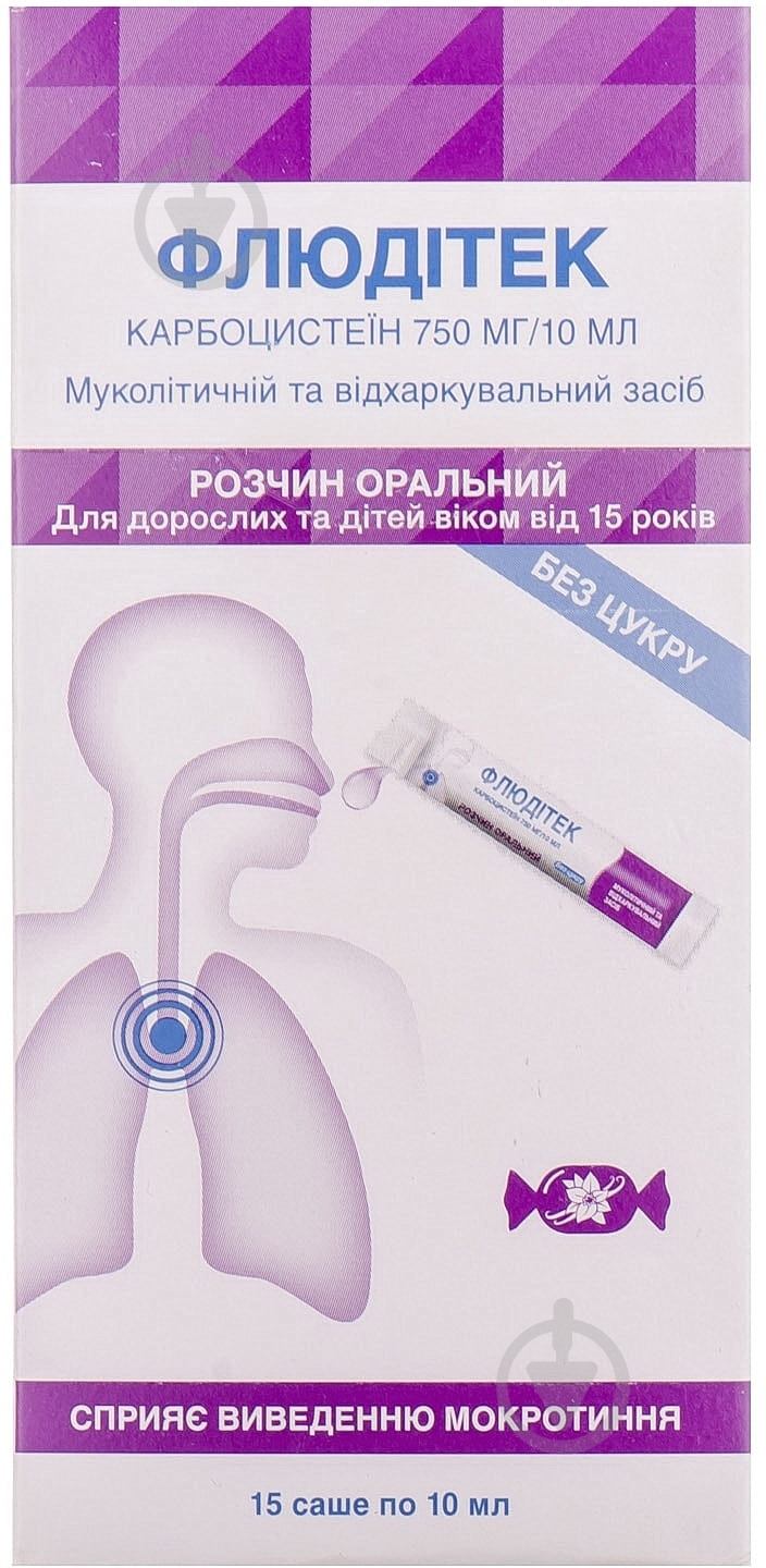 Флюдітек розчин 750 мг 10 мл - фото 1 Флюдітек розчин 750 мг 10 мл - фото 1