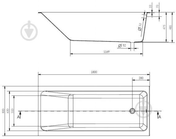 Ванна акрилова Cersanit Crea 180х80 см AZBR1002342220 - фото 4