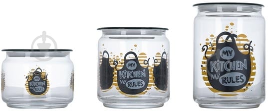 Набор банок Luminarc Club kitchen rules 3х0.5, 0.75,1 л (P8457) - фото 1 Набор банок Luminarc Club kitchen rules 3х0.5, 0.75,1 л (P8457) - фото 1