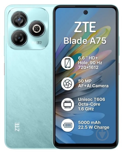 Смартфон ZTE Blade A75 4/128GB green (1066106) - фото 1 Смартфон ZTE Blade A75 4/128GB green (1066106) - фото 1