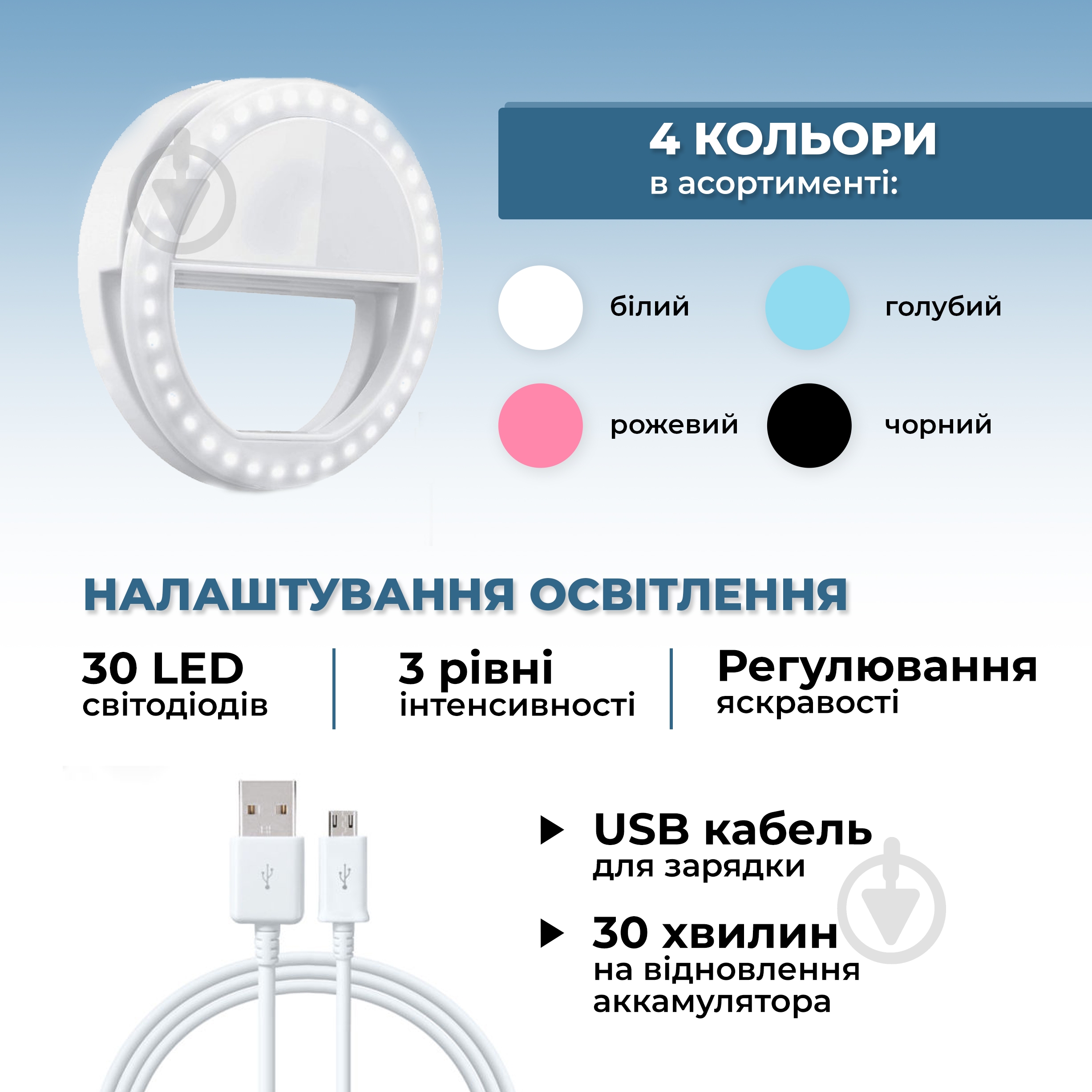 ВИТРИНА! Селфи-кольцо 8,5 см для телефона - фото 3