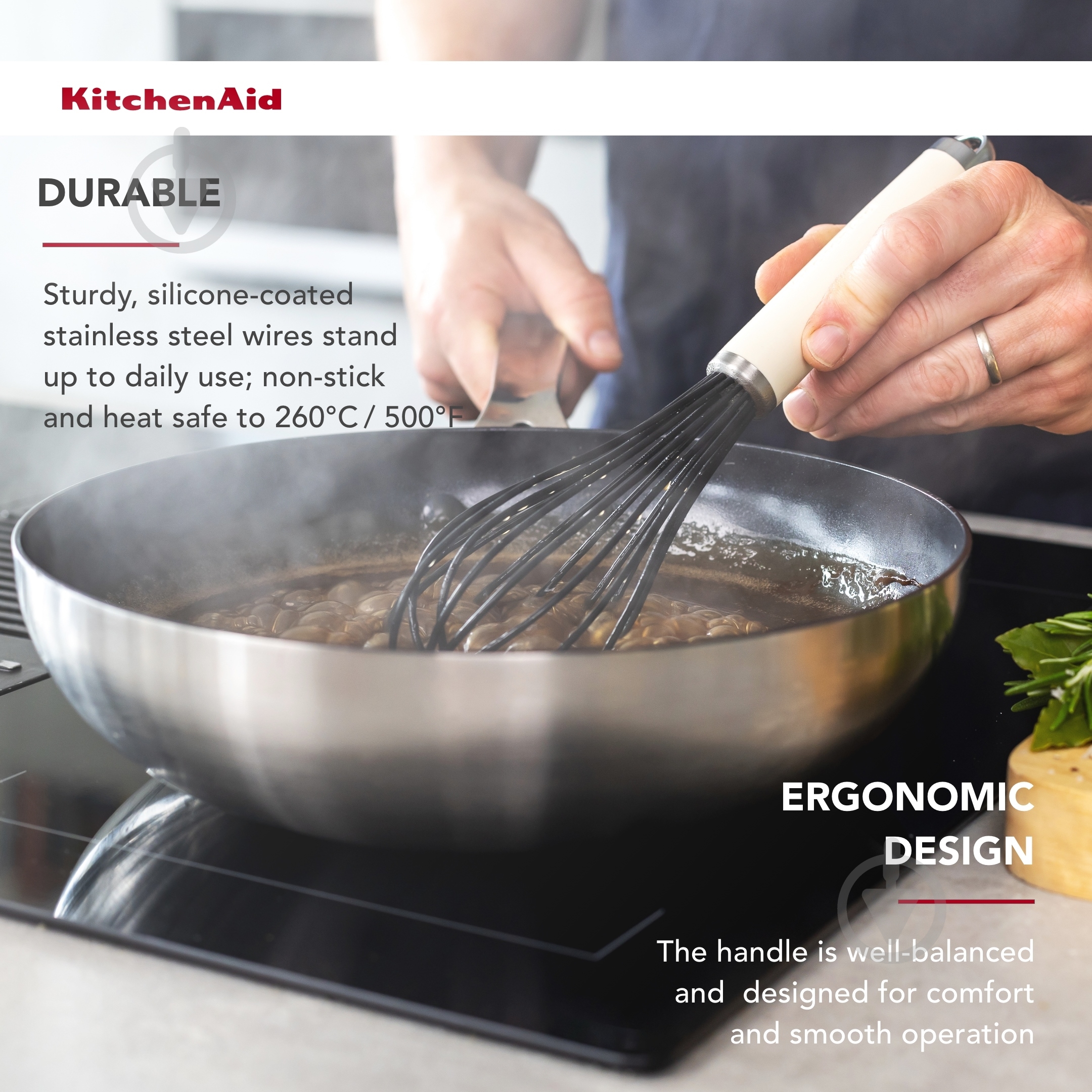 Вінчик KitchenAid Coreline, 27 см, кремовий (KAG0640OHACE) - фото 7