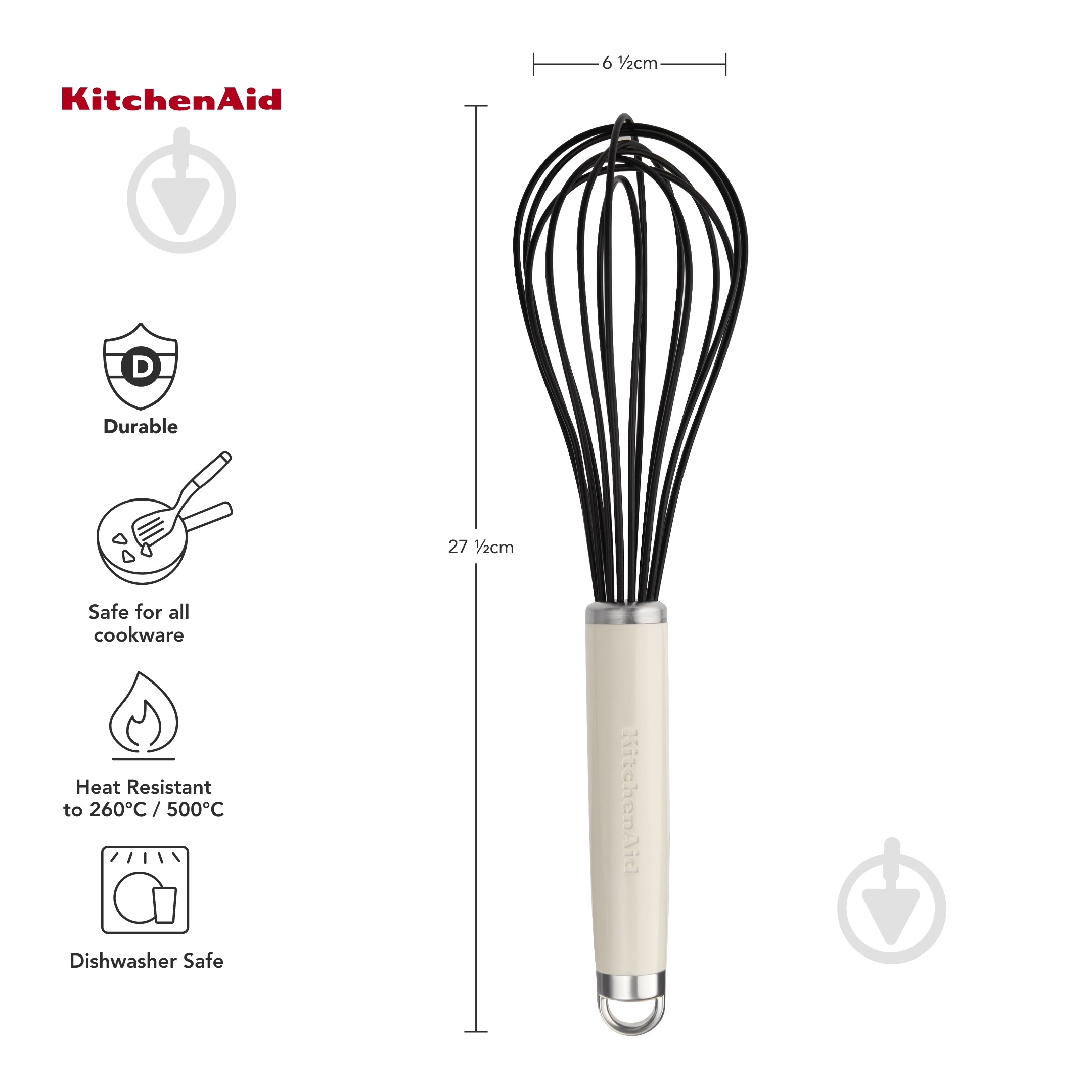 Вінчик KitchenAid Coreline, 27 см, кремовий (KAG0640OHACE) - фото 3