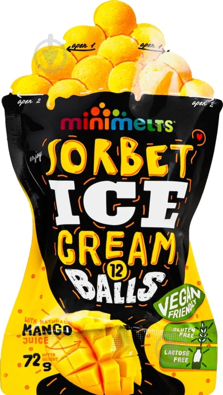 Мороженое Mini Melts Шарики Sorbet Mango 72 г - фото 1