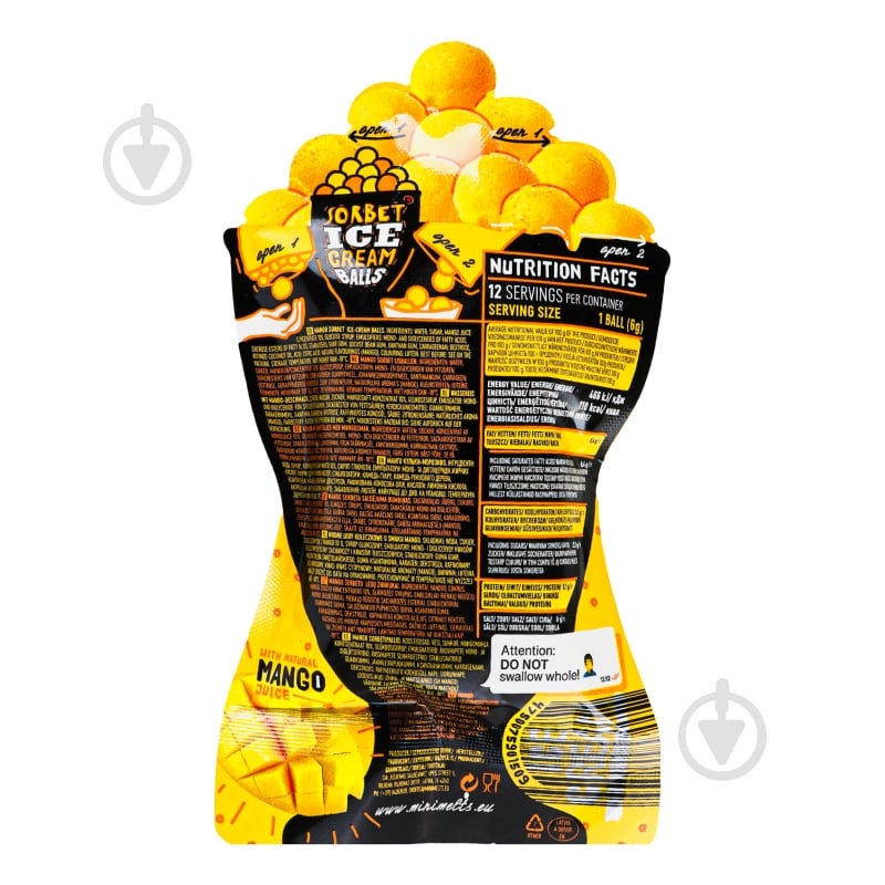 Мороженое Mini Melts Шарики Sorbet Mango 72 г - фото 2