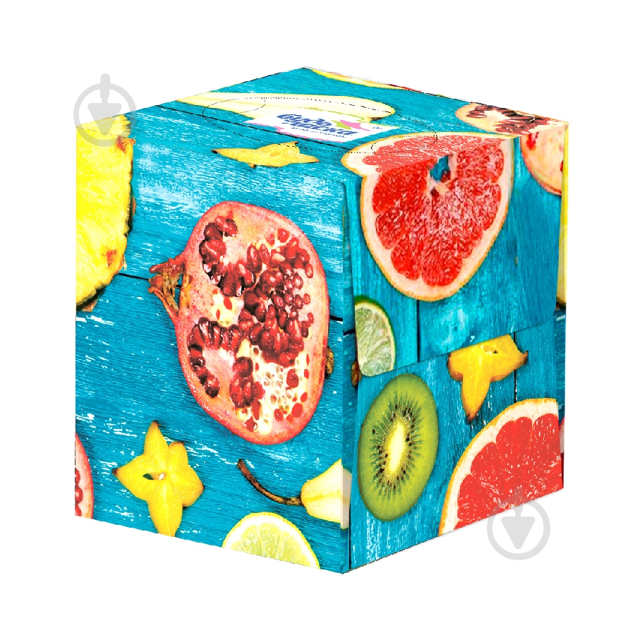 Салфетки гигиенические в коробке Будь Ласка куб Фрукты двухслойные 80 шт. - фото 1