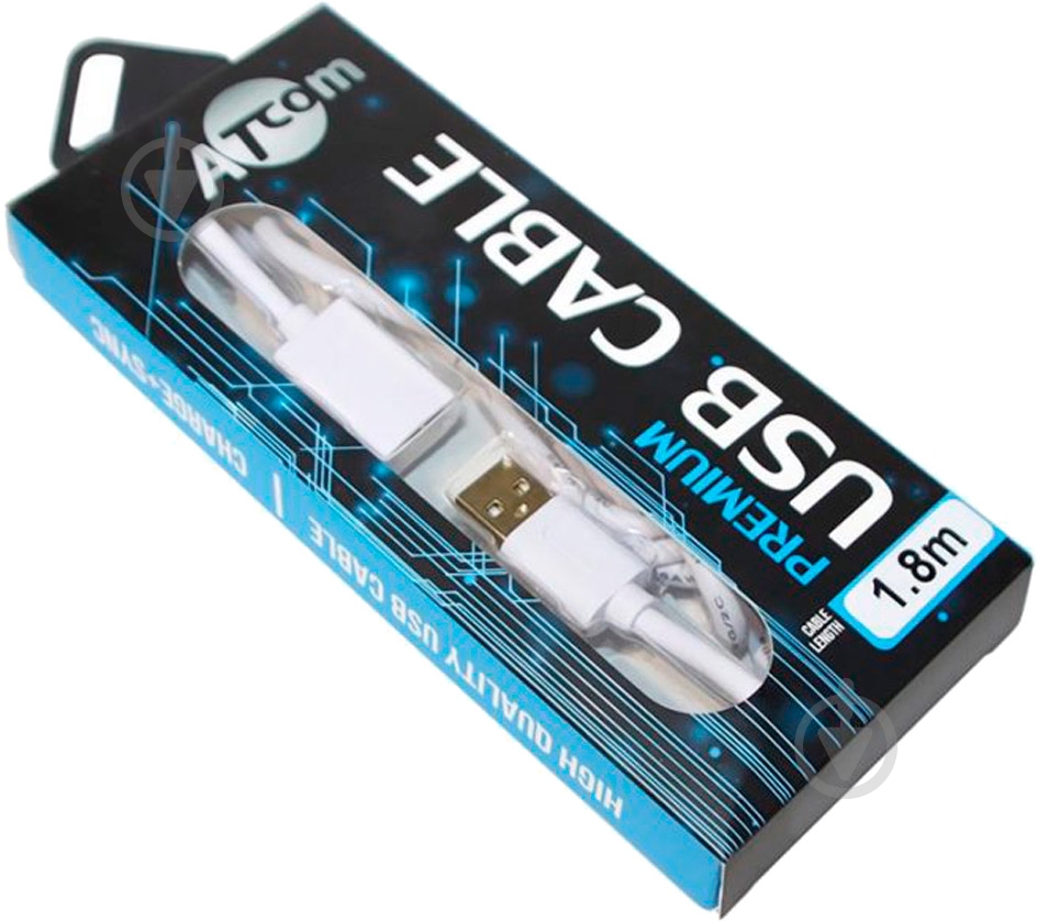 Дата-кабель Atcom USB 2.0 AM/AF 1,8 м белый (13425) - фото 1