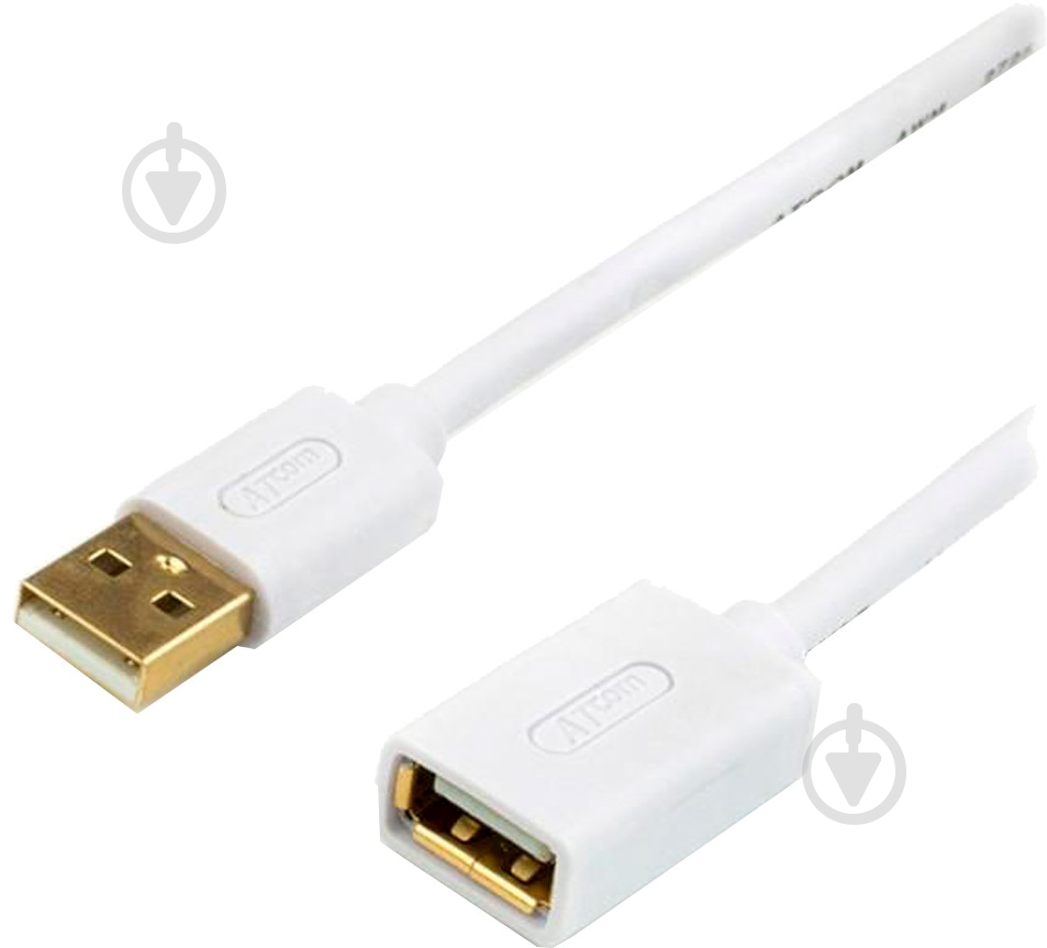Дата-кабель Atcom USB 2.0 AM/AF 1,8 м белый (13425) - фото 3