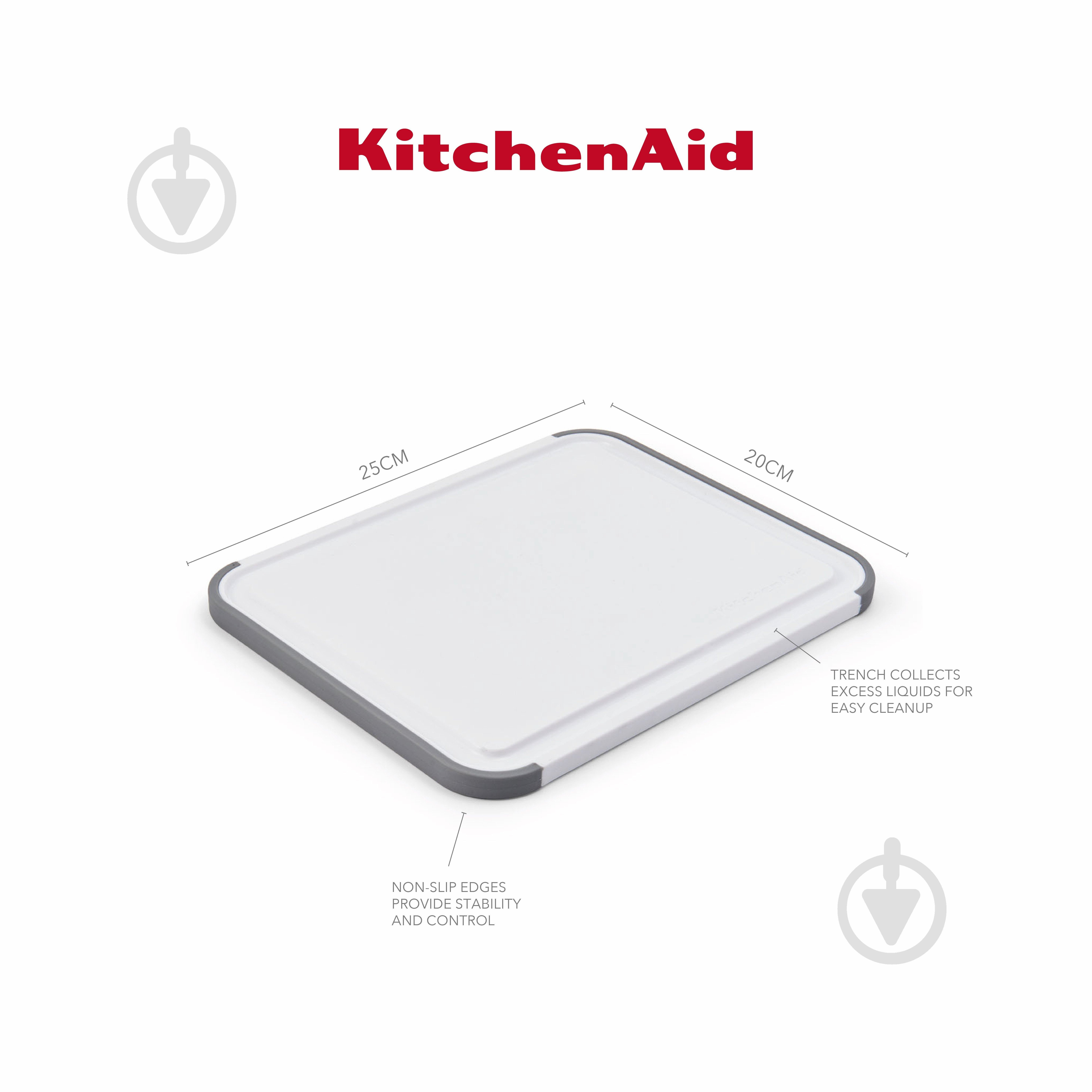 Дошка кухонна KitchenAid Universal, двостороння, 20,3 х 25,3 х 1 см (KEG701NOSMGA) - фото 2