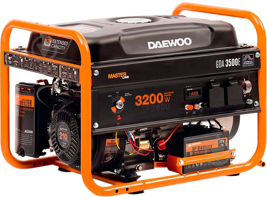 Генератор бензиновый Daewoo 2,8 кВт / 3,2 кВт 230 В GDA 3500E - фото 1