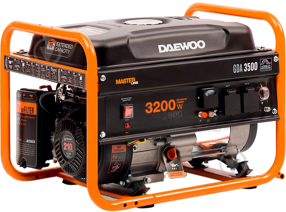 Генератор бензиновый Daewoo 2,8 кВт / 3,2 кВт 220 В GDA 3500 - фото 1