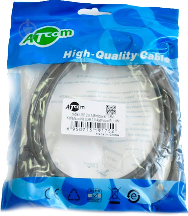 Дата-кабель Atcom USB 2.0 AM - Micro 1,8 м черный (9175) - фото 3