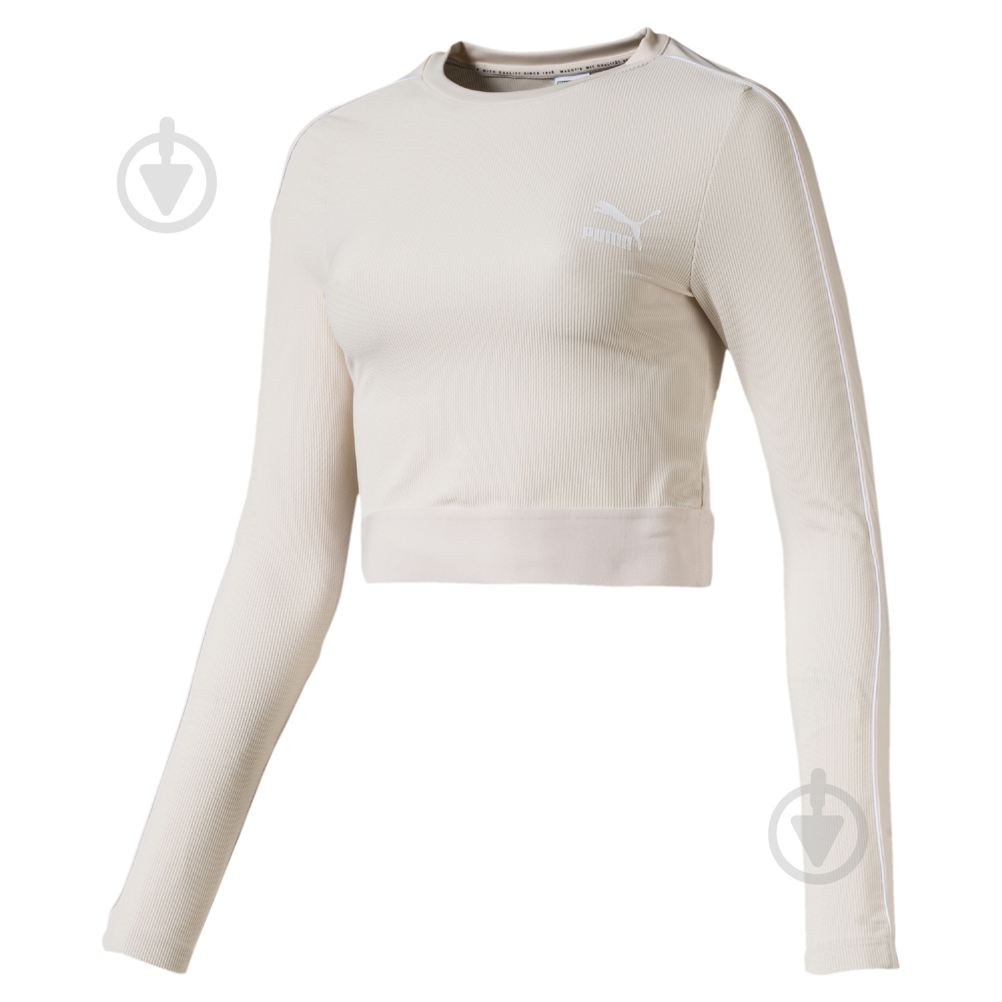 Футболка Puma Classics Rib LS Top 59519623 р.S белый - фото 1 Футболка Puma Classics Rib LS Top 59519623 р.S белый - фото 1