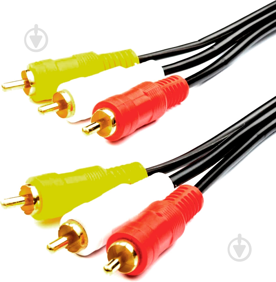 Кабель мультимедійний Atcom 3xRCA – 3xRCA 0,8 м чорний (10808) - фото 3