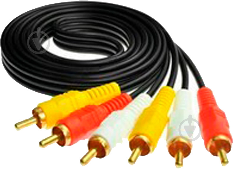 Кабель мультимедійний Atcom 3xRCA – 3xRCA 0,8 м чорний (10808) - фото 1