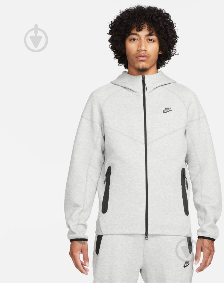 Джемпер Nike M NK TCH FLC FZ WR HOODIE FB7921-063 р.S серый - фото 1