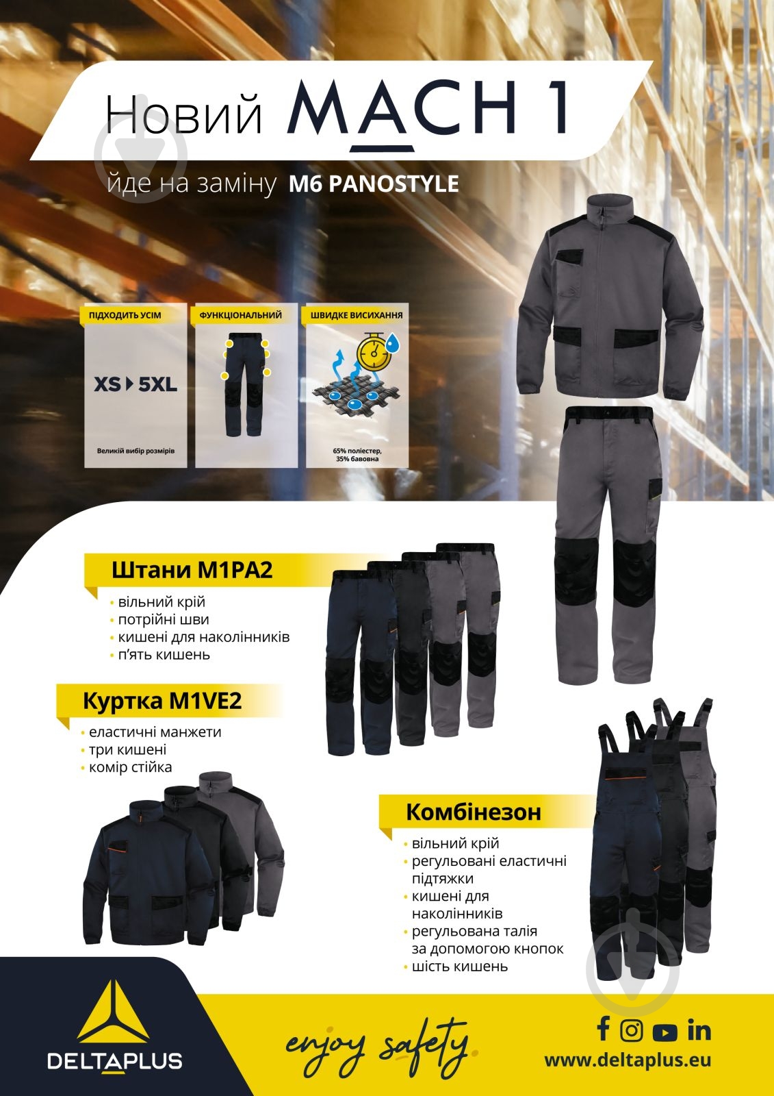 Куртка рабочая Delta Plus Mach 1 M1VE2 р. 3XL M1VE2BM3X темно-синий с оранжевым - фото 3