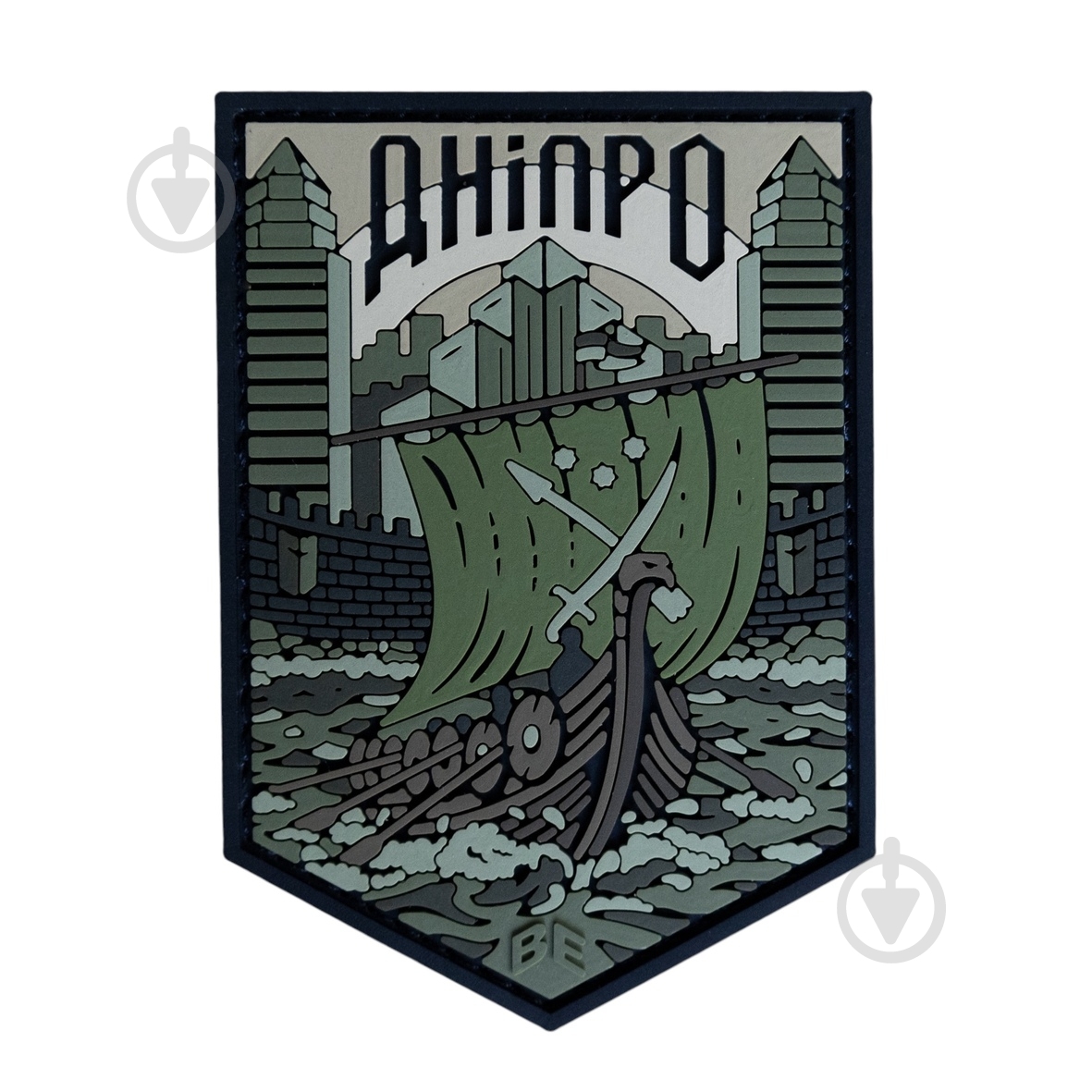 Патчи Brand Element ПВХ (шеврон) "Днепр" олива, 7,5*6см - фото 1