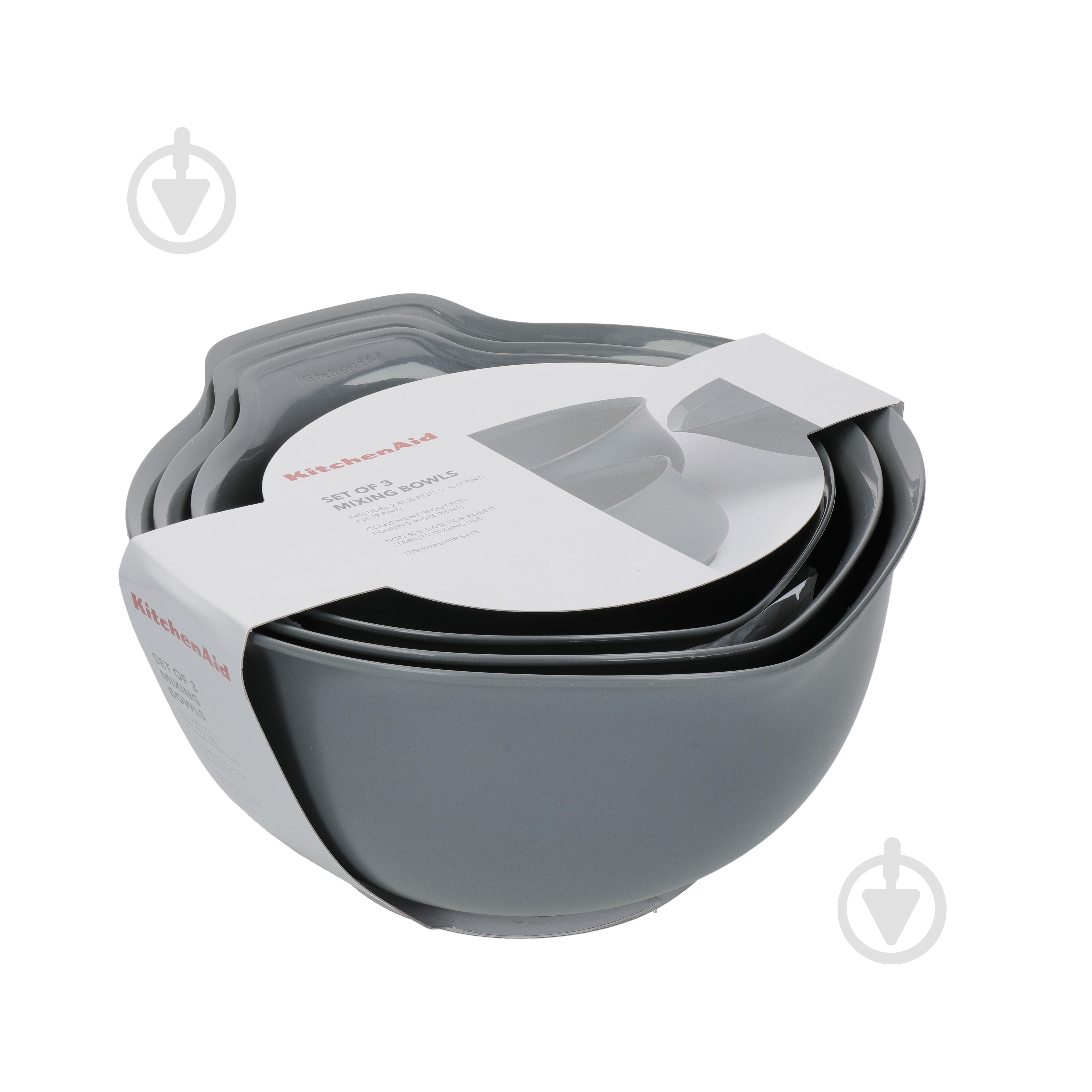 Набор мисок KitchenAid Coreline, 3шт, 2,4/3,3/4,3л, серый (KQG175OSCGG) - фото 3 Набор мисок KitchenAid Coreline, 3шт, 2,4/3,3/4,3л, серый (KQG175OSCGG) - фото 3