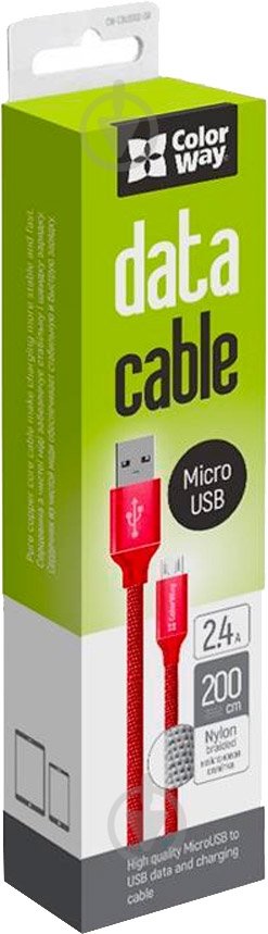 Дата-кабель ColorWay USB 2.0 AM - Micro 5P 2 м красный (CW-CBUM009-RD) - фото 4