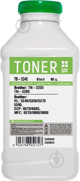 Тонер ColorWay Brother HL-5340D/5350DN/5370DW/DCP-8070D/8085DN/MFC-8370DN (TB-5340) black - фото 1