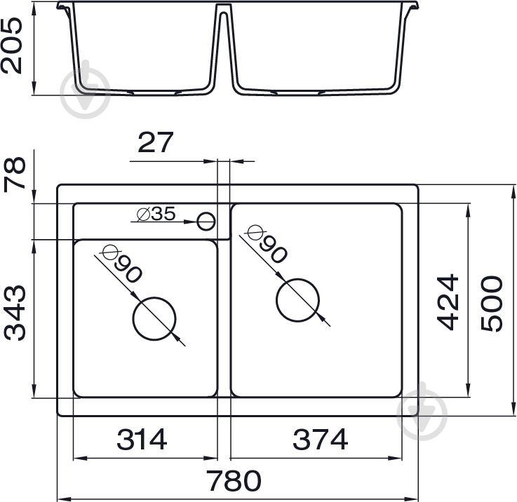 Мойка для кухни Metalac Х granit-QUADRO PLUS 2 D белая - фото 2 Мойка для кухни Metalac Х granit-QUADRO PLUS 2 D белая - фото 2