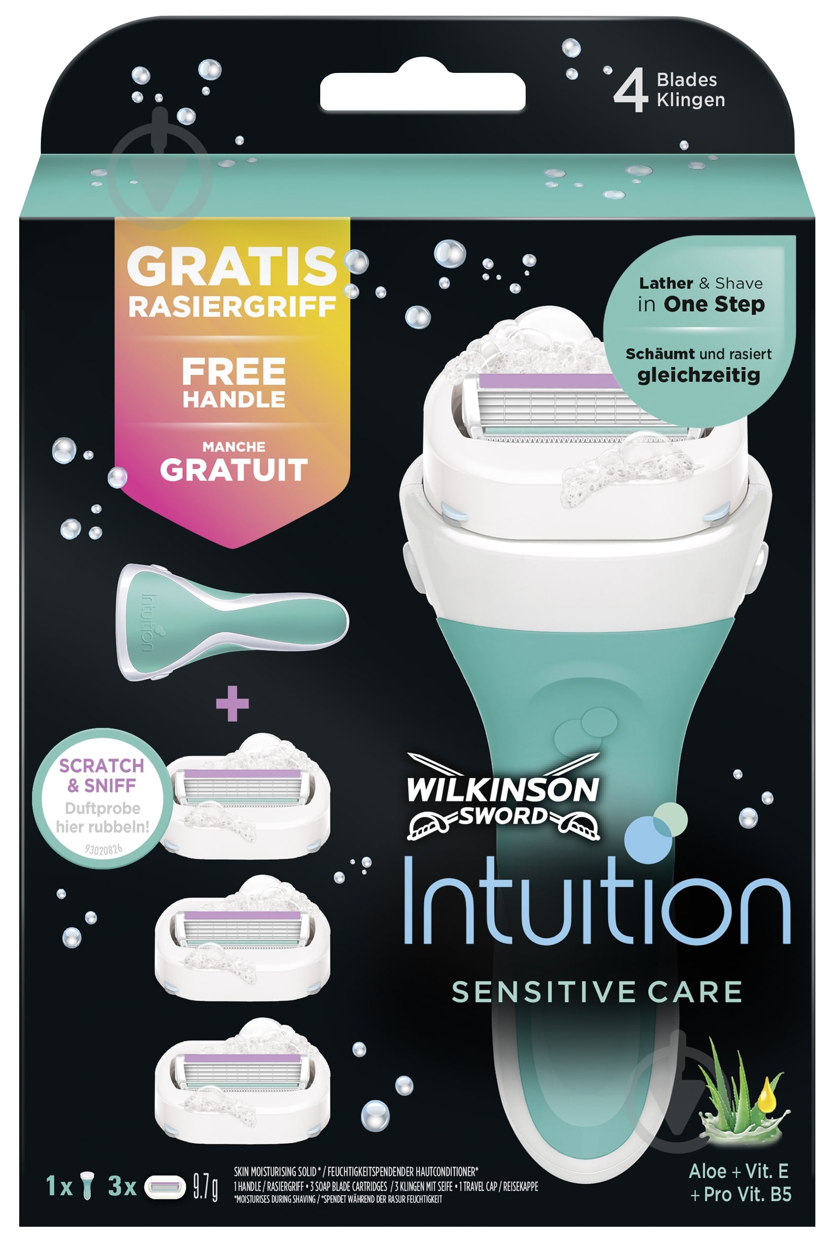 Станок для бритья WILKINSON SWORD Intuition Sensitive Blades 1+3 шт. 4 шт. - фото 1