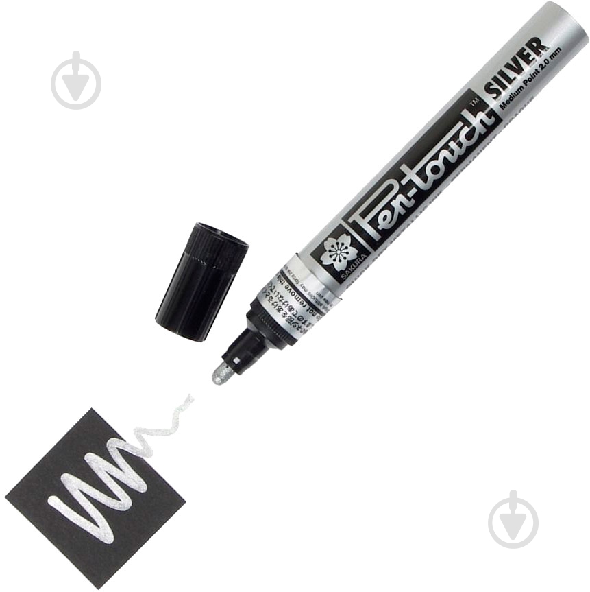 Маркер Sakura Pen-Touch середній MEDIUM 2.0 мм 41502 срібний - фото 3