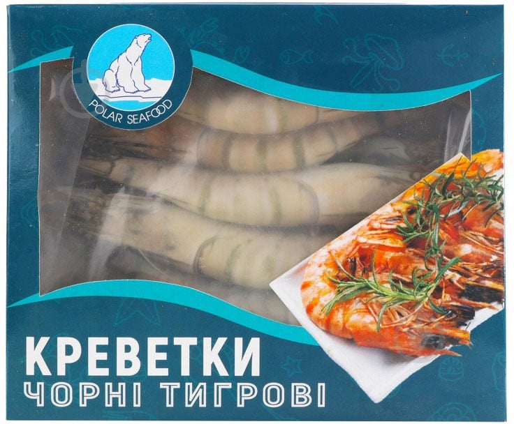 Креветка Polar Seafood "Чорна тигрова" в панцирі 8/12 1 кг - фото 1