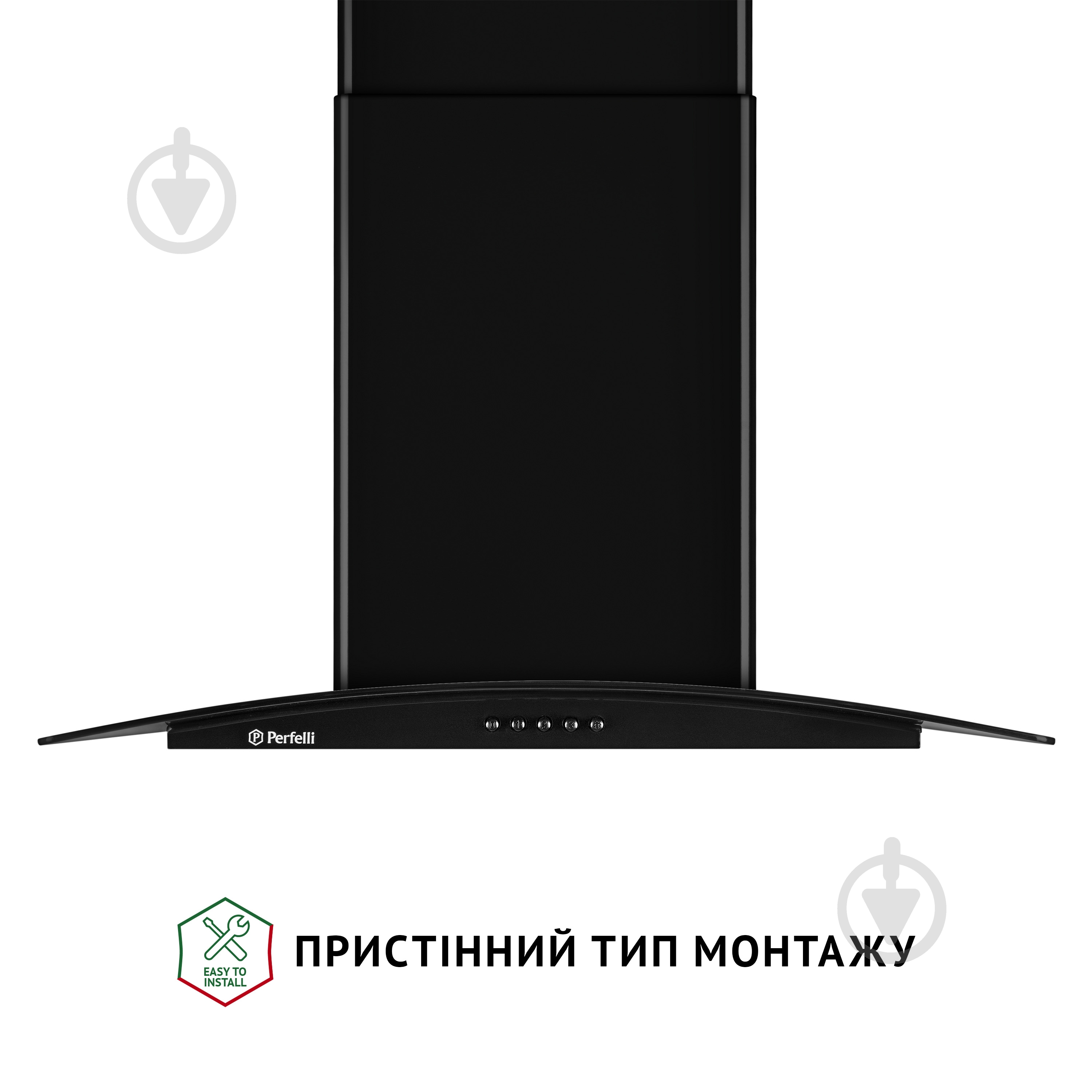 Витяжка Perfelli GRASSI 6HMB NERO Т-подібна декоративна зі склом — фото 2
