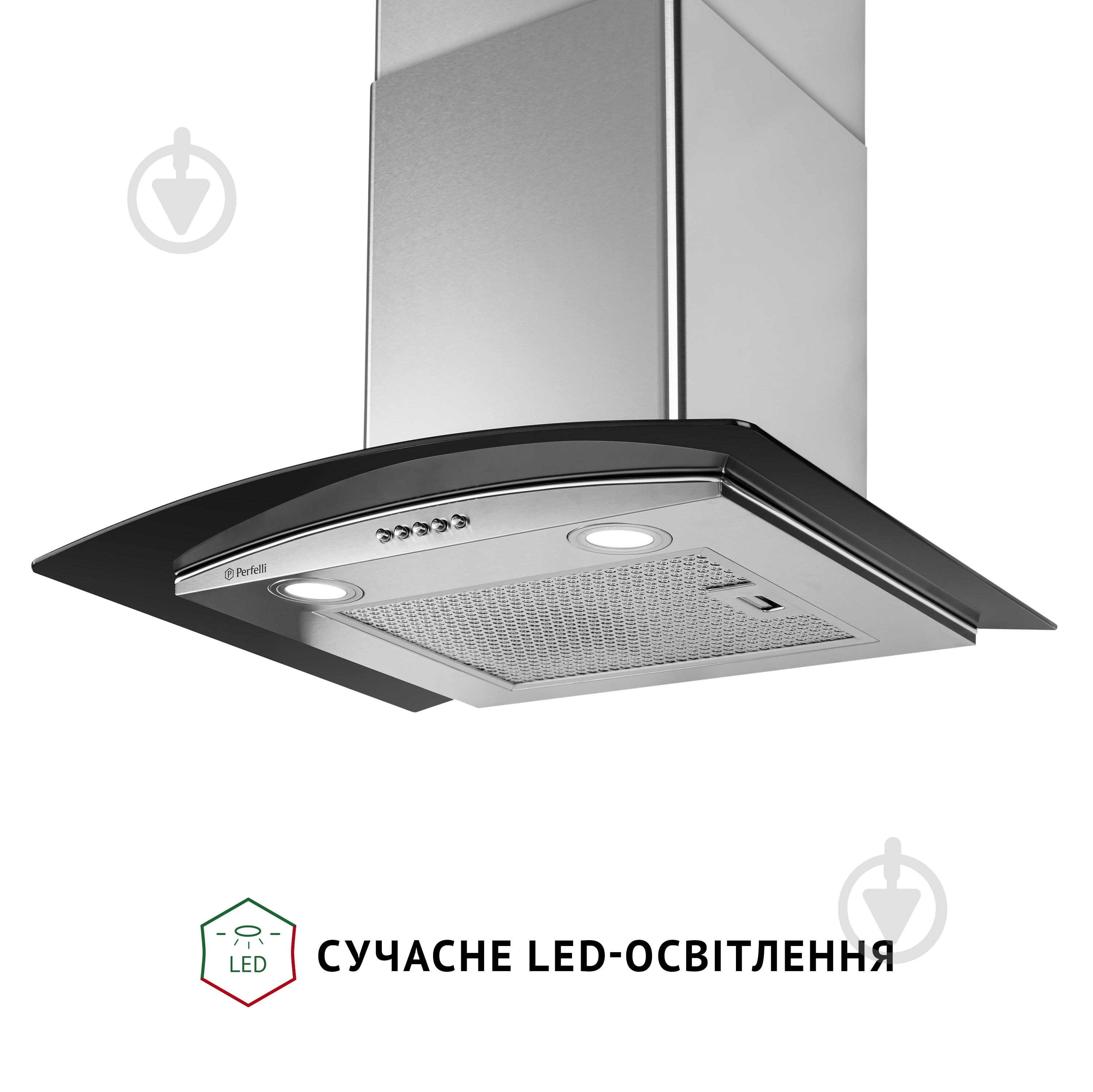 Витяжка Perfelli GRASSI 6HMX INOX Т-подібна декоративна зі склом — фото 4