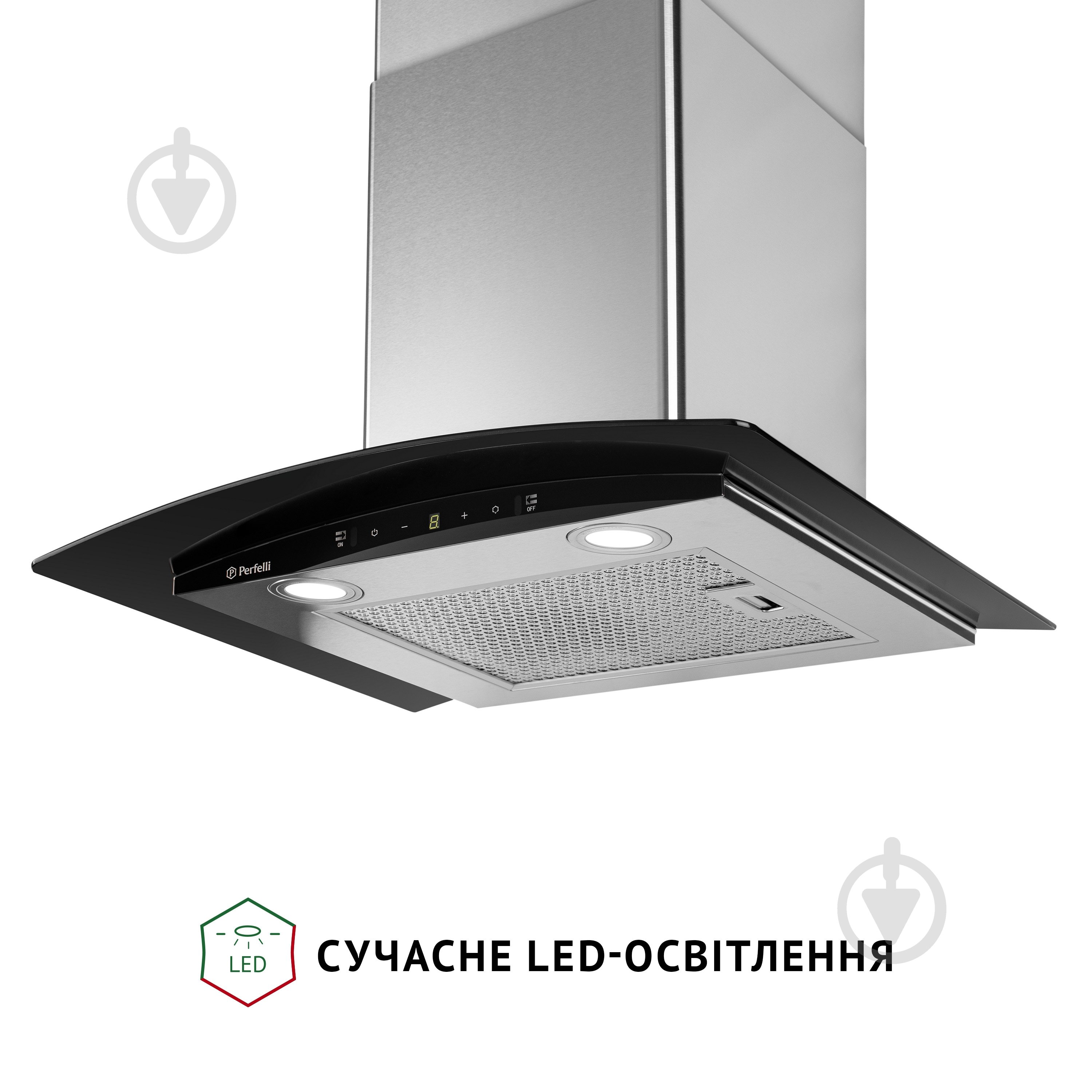 Вытяжка Perfelli GRASSI 6PWX INOX Т-образная декоративная со стеклом - фото 4