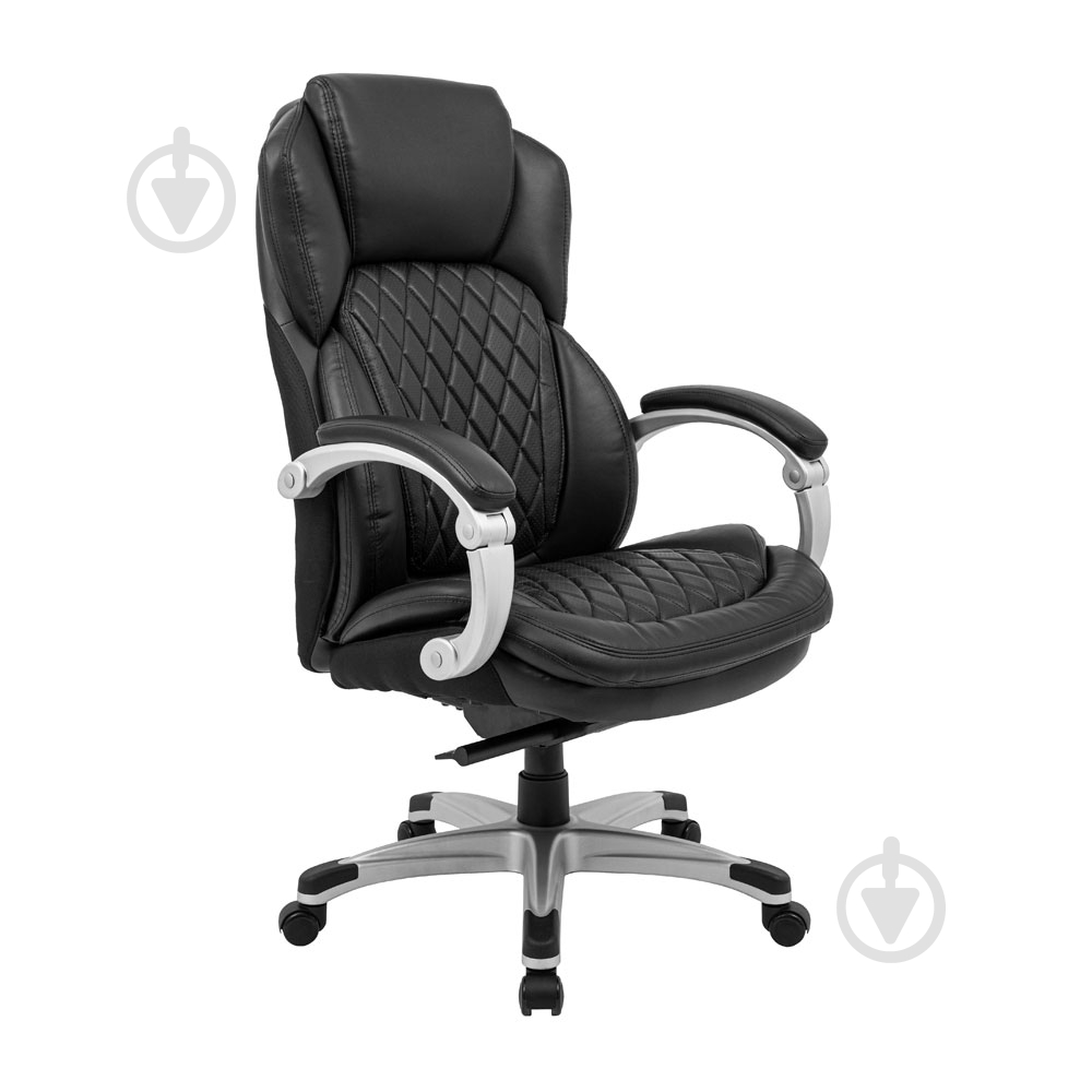 Кресло Richman Премио Пластик Сильвер М-2 Кожа Сплит черная комб черный - фото 1