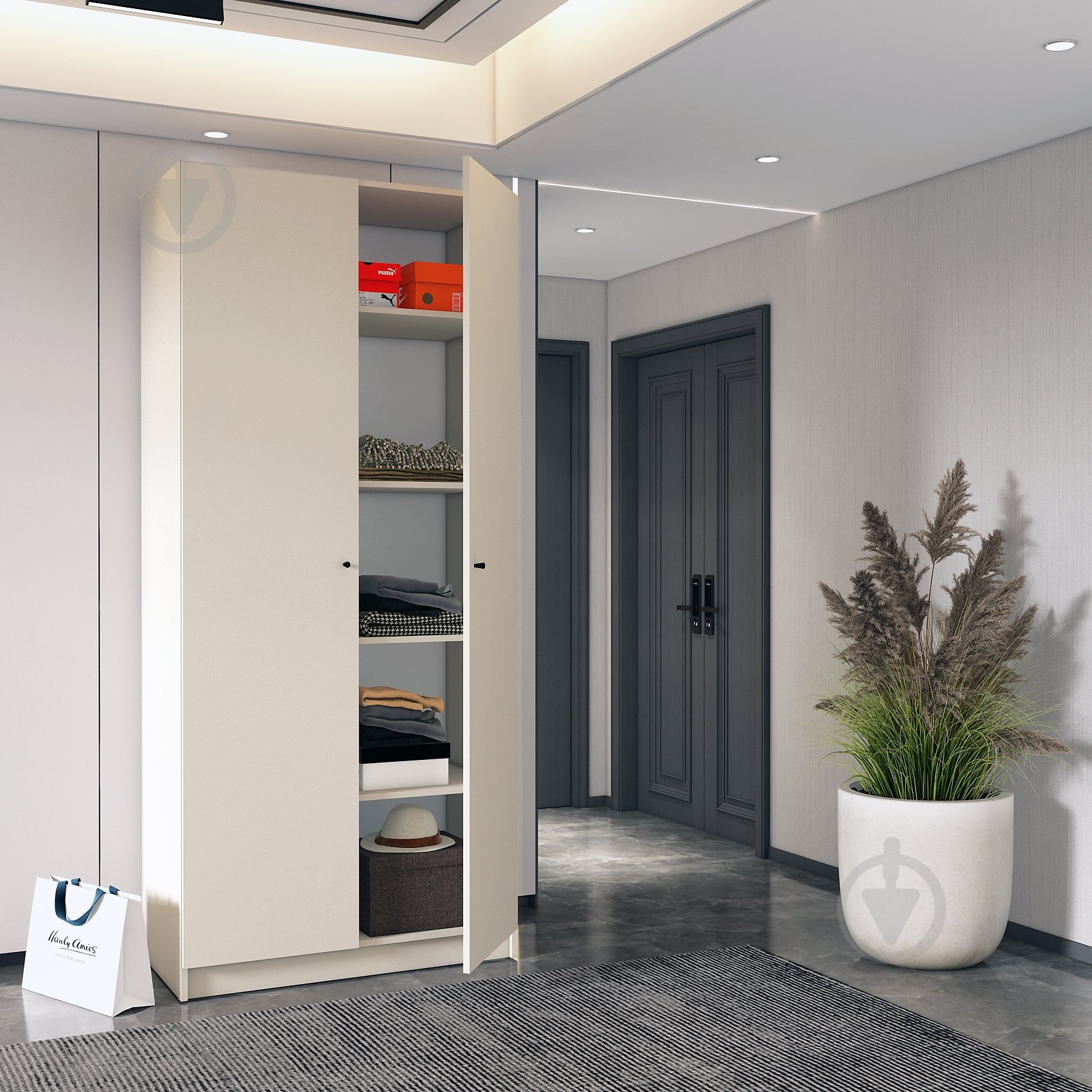 УЦІНКА! Шафа для одягу Doros Промо з полицями 2 ДСП 2040х900х480 мм кашемір / кашемір (УЦ №2884) - фото 1 УЦІНКА! Шафа для одягу Doros Промо з полицями 2 ДСП 2040х900х480 мм кашемір / кашемір (УЦ №2884) - фото 1