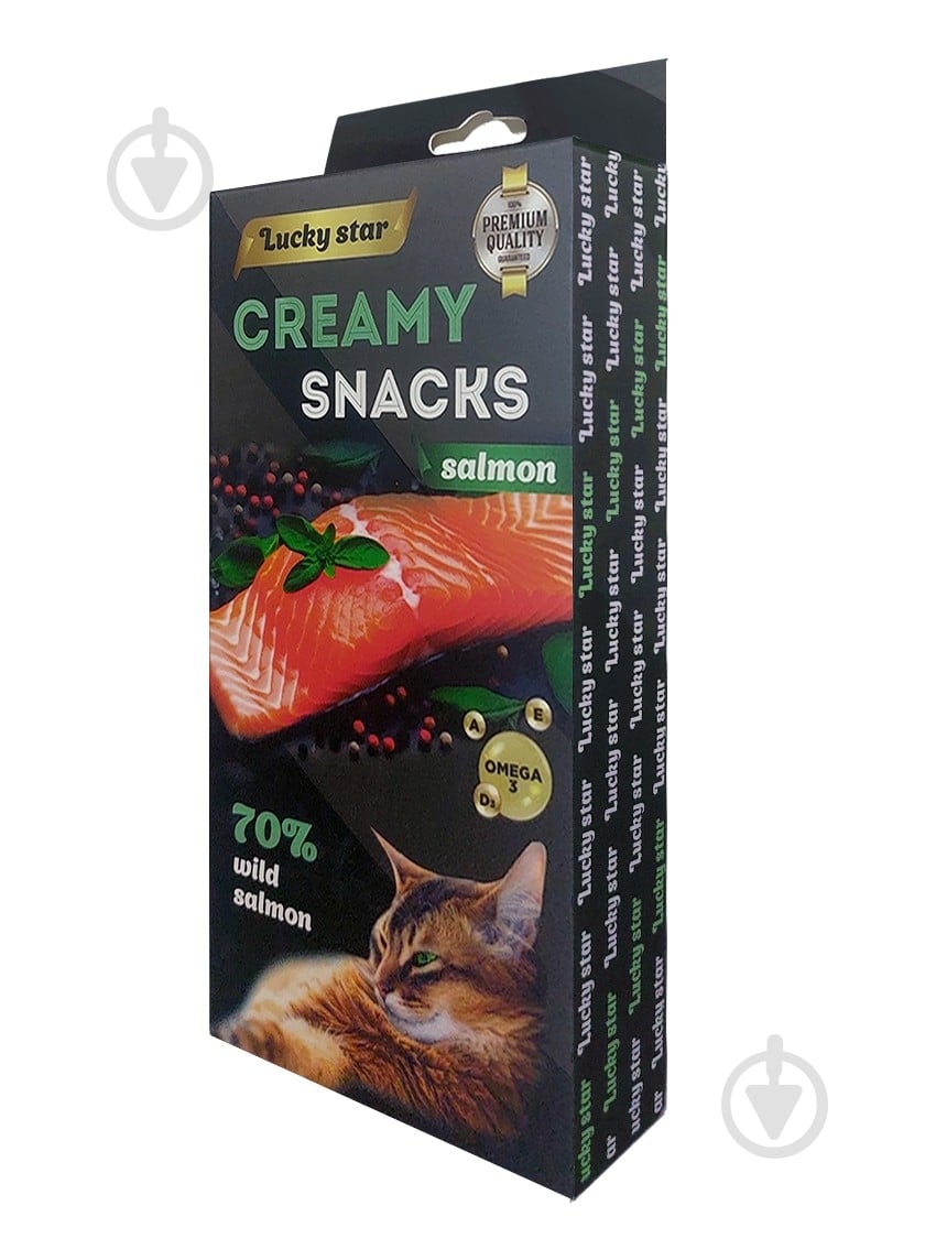 Ласощі Lucky Star лагідне пюре з м’якоті дикого лосося у стіках по 10 г 6 шт. - фото 1