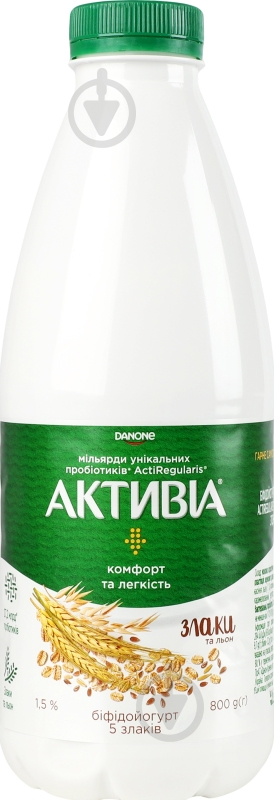 Бифидойогурт Активіа питьевой 1,5% 5 злаков 800 г - фото 1 Бифидойогурт Активіа питьевой 1,5% 5 злаков 800 г - фото 1