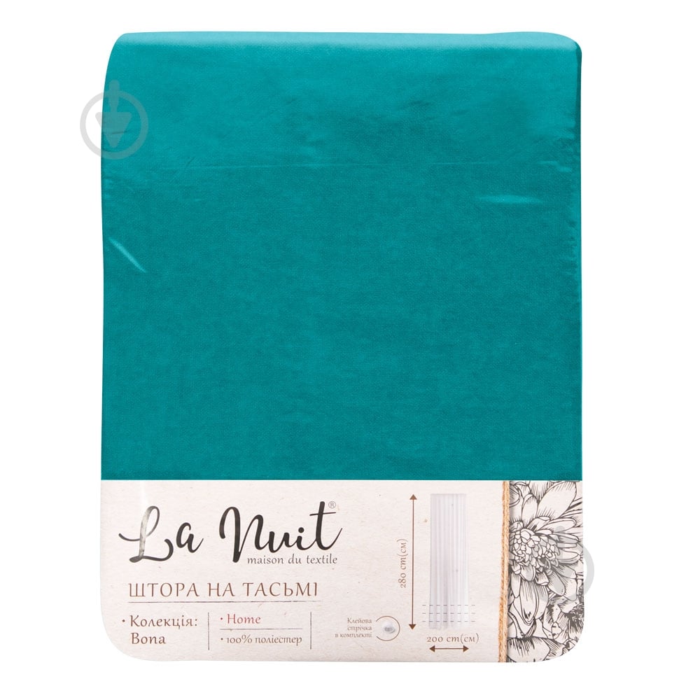 Штора BONA 150х280 темно-бирюзовый La Nuit - фото 3 Штора BONA 150х280 темно-бирюзовый La Nuit - фото 3