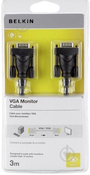Кабель Belkin VGA - VGA 3 м черный (F2N028cp3M) - фото 3